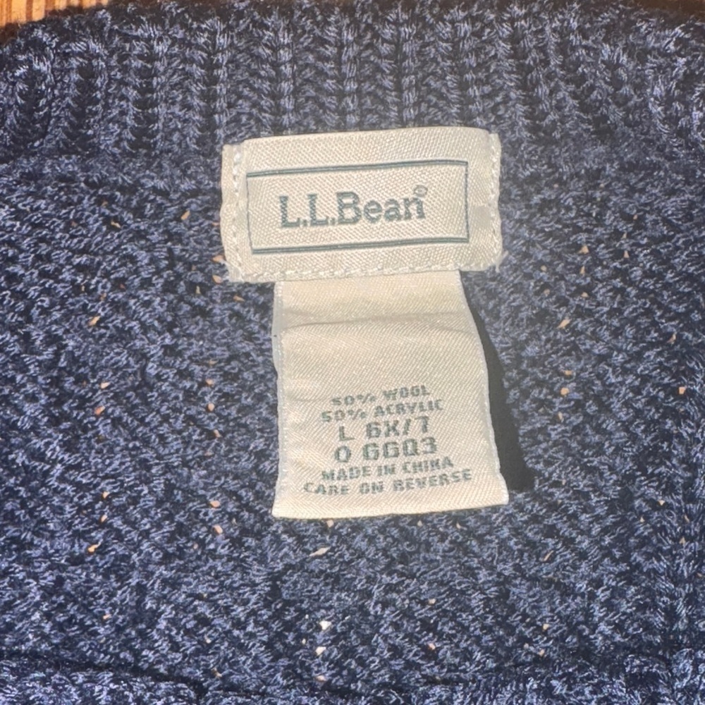 L.L. Bean Navy Cable Knit Sweater - Picture 2 of 5